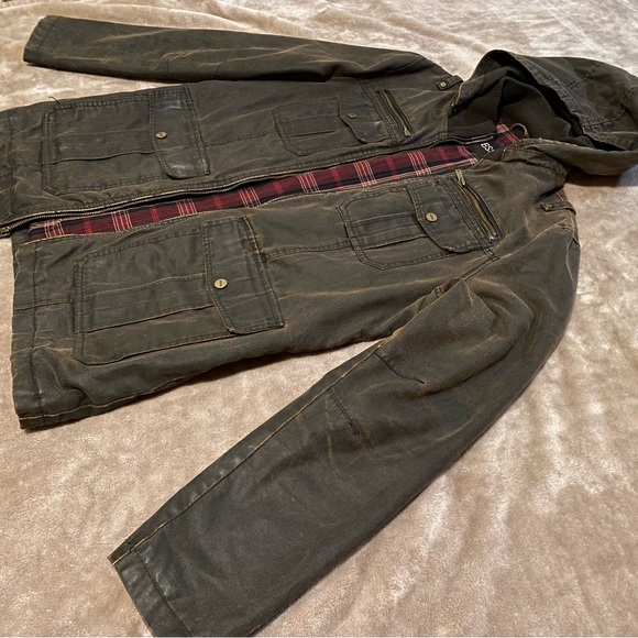 Guess Distressed Leather Flannel Lined Jacket Size Medium - Picture 3 of 10